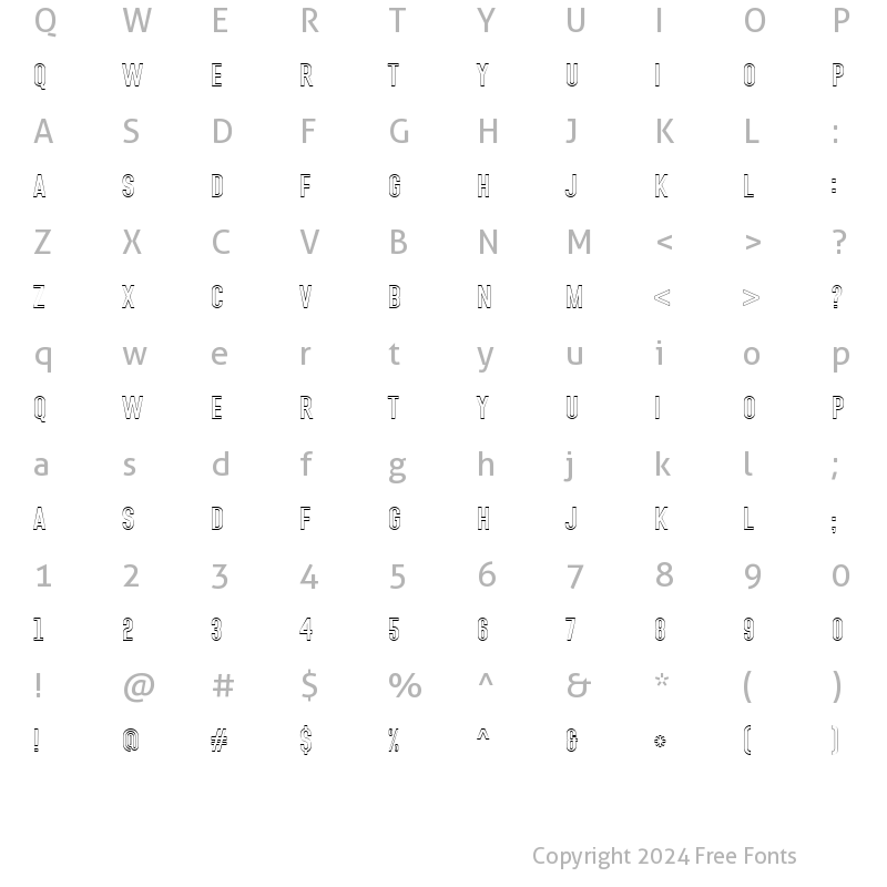 Character Map of CHUTEROLK Outline