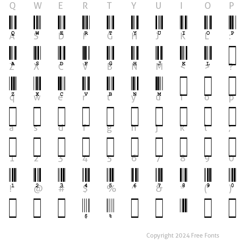 Character Map of CIA Code 39 Medium Text Regular