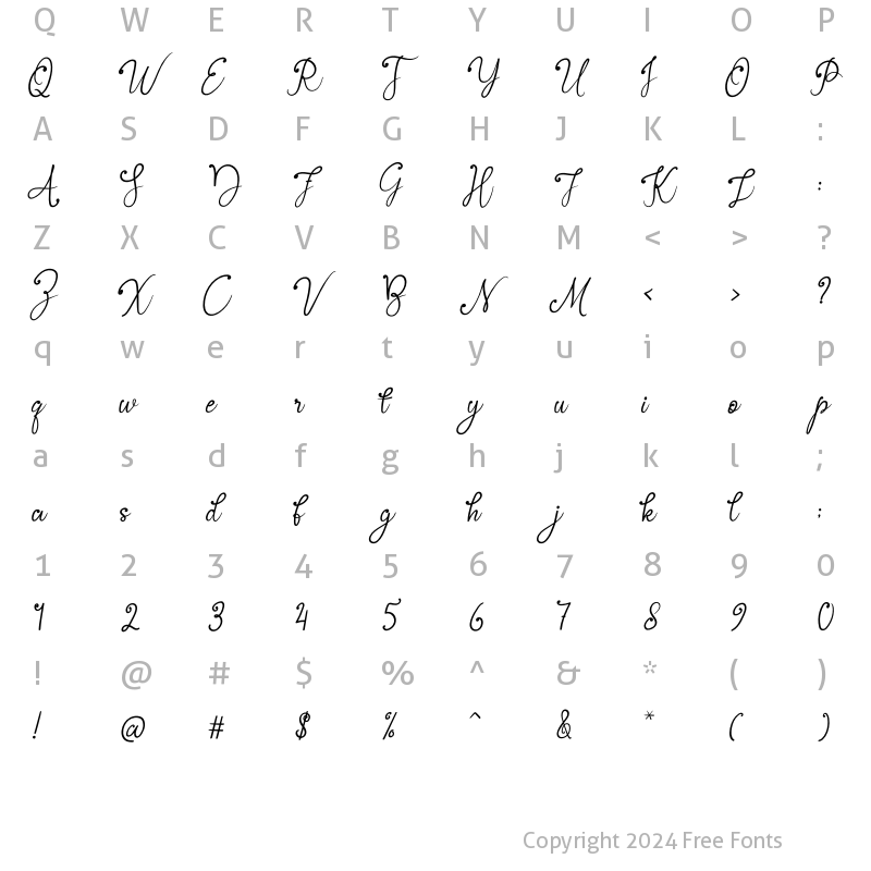 Character Map of Cila Bali Regular