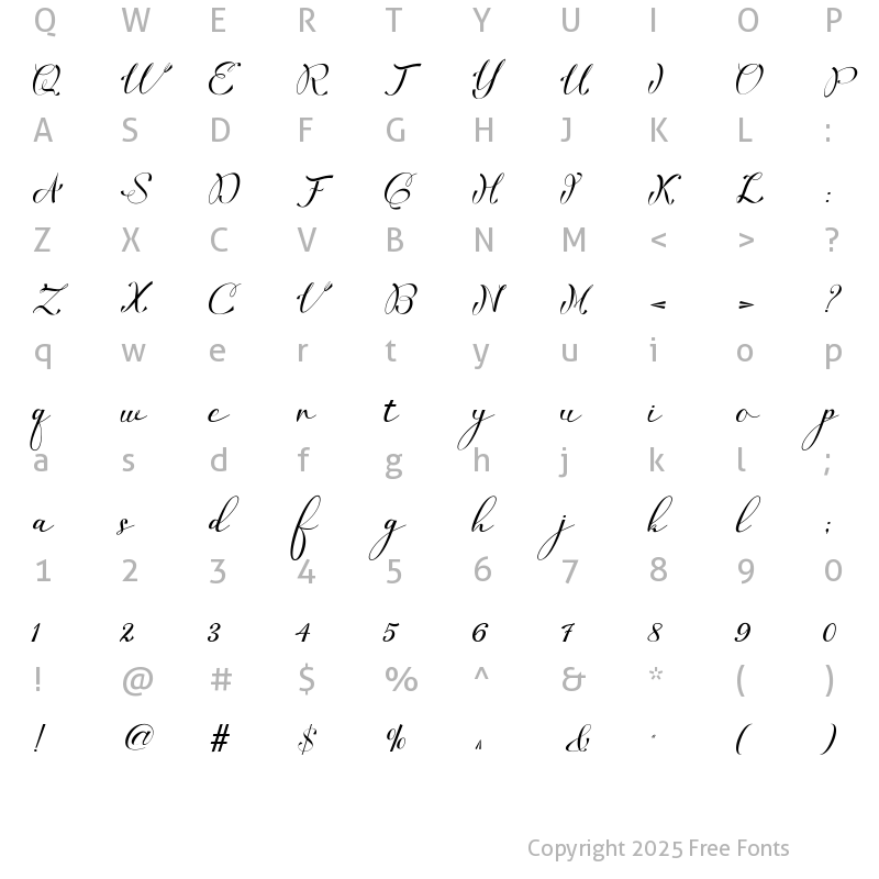 Character Map of Cimberleigh Script Regular