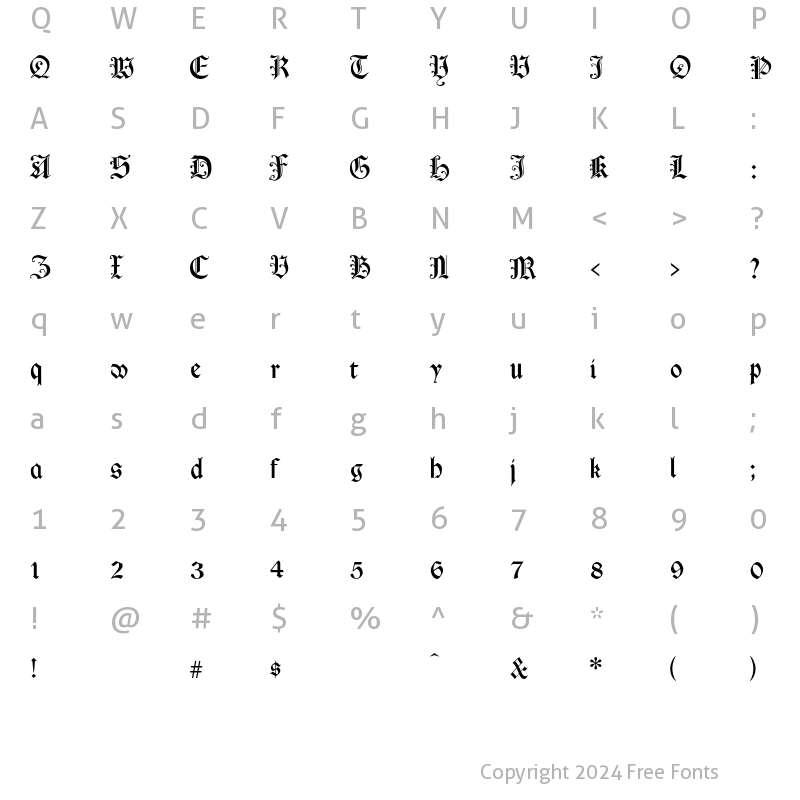 Character Map of Cimbrian Regular