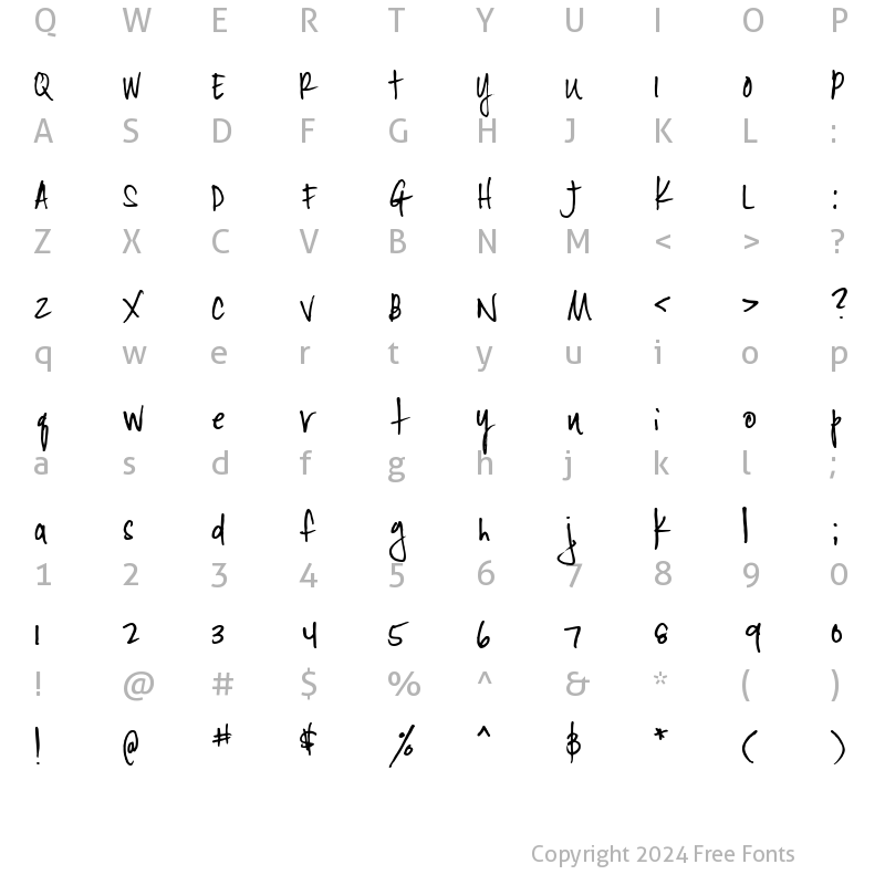 Character Map of CinahandAlternate Light