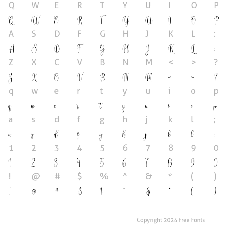 Character Map of Cinderella Script Regular