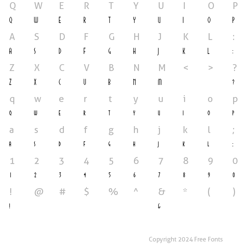 Character Map of CinemaRegular Regular