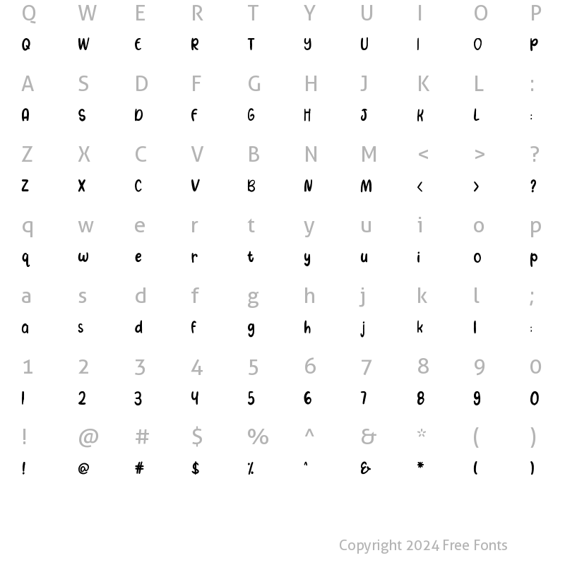 Character Map of Cinnamon Rolls Regular