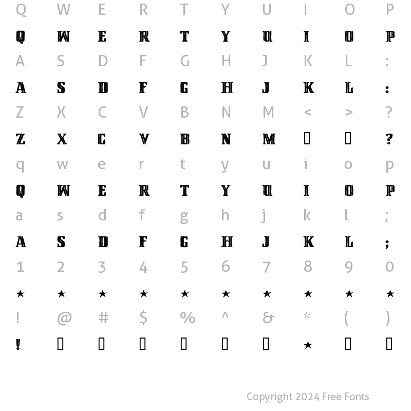 Character Map of Cinquenta Mil Meticais Regular