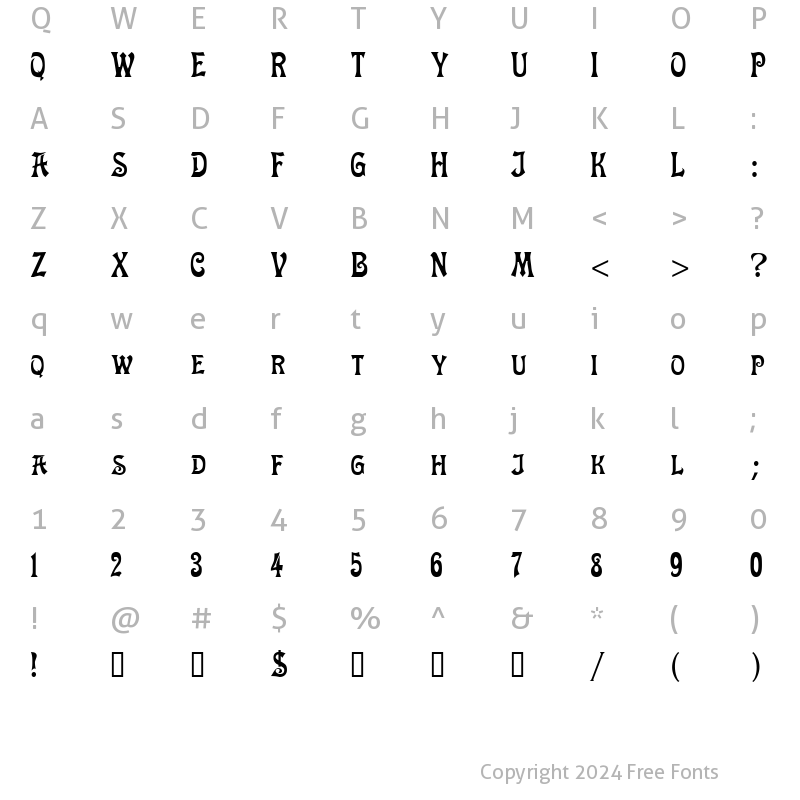 Character Map of Cipango Regular