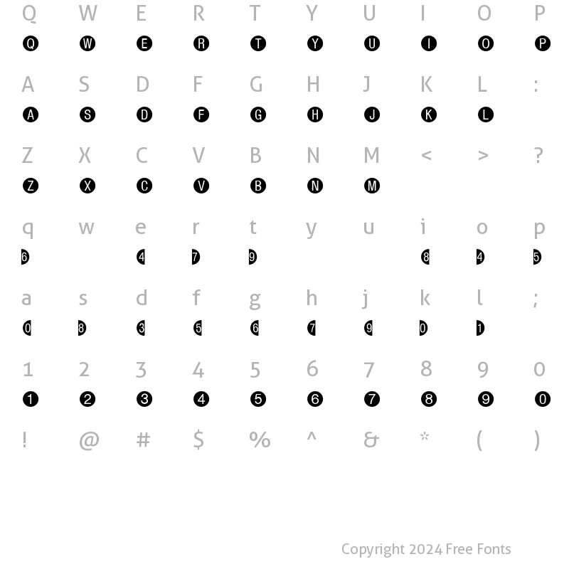 Character Map of Circle Frame Negative MT Regular