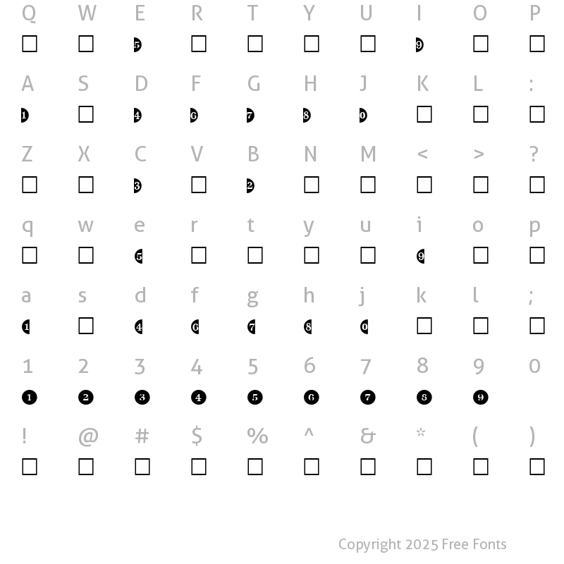 Character Map of CircledNumbers Bold