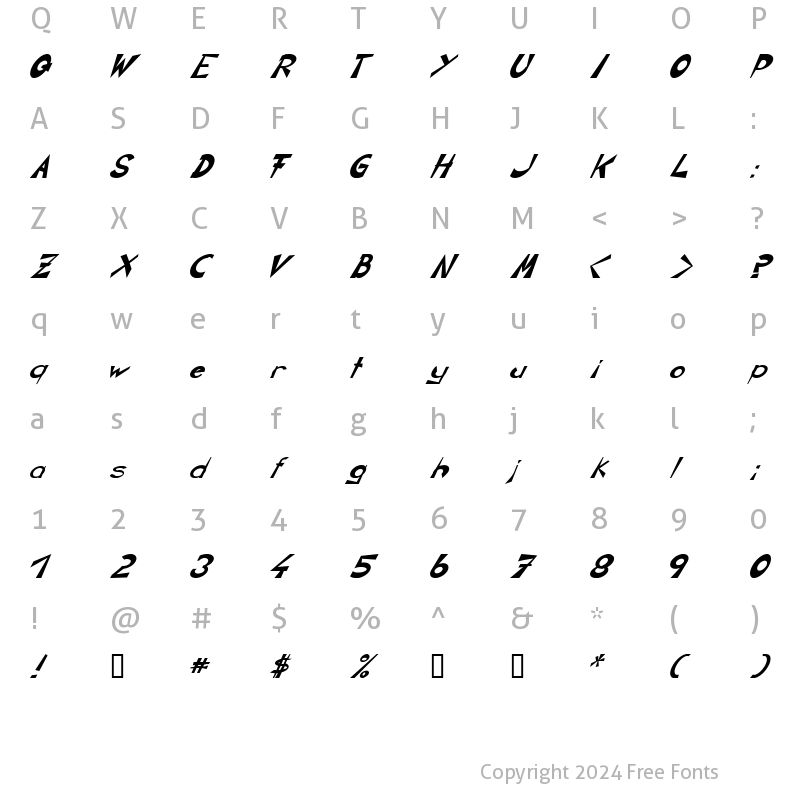 Character Map of CIRCLINE Italic