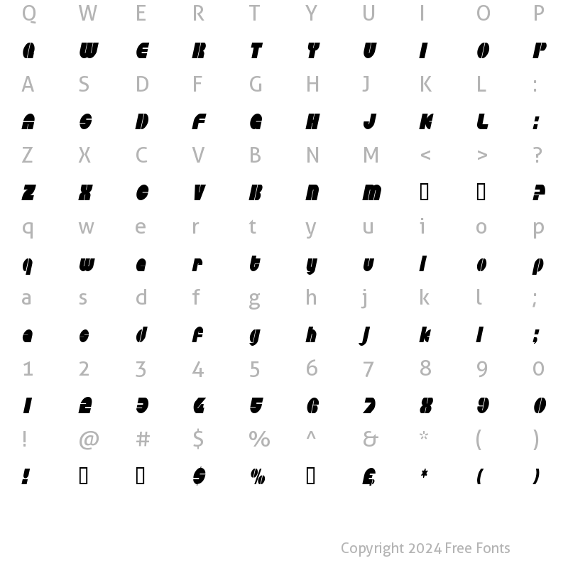 Character Map of CircularSawCondensed Oblique