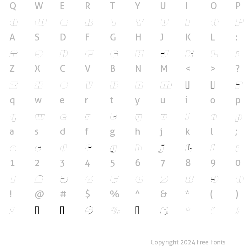 Character Map of CircularSawOutline Oblique