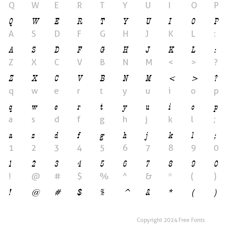 Character Map of Circus Italic