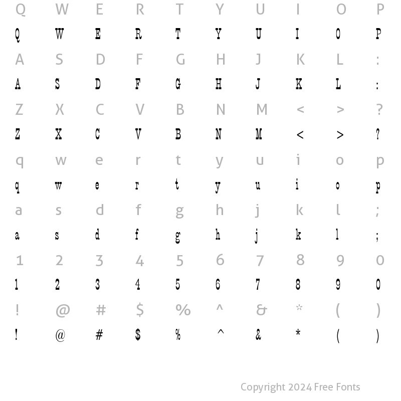 Character Map of CircusCondensed Regular