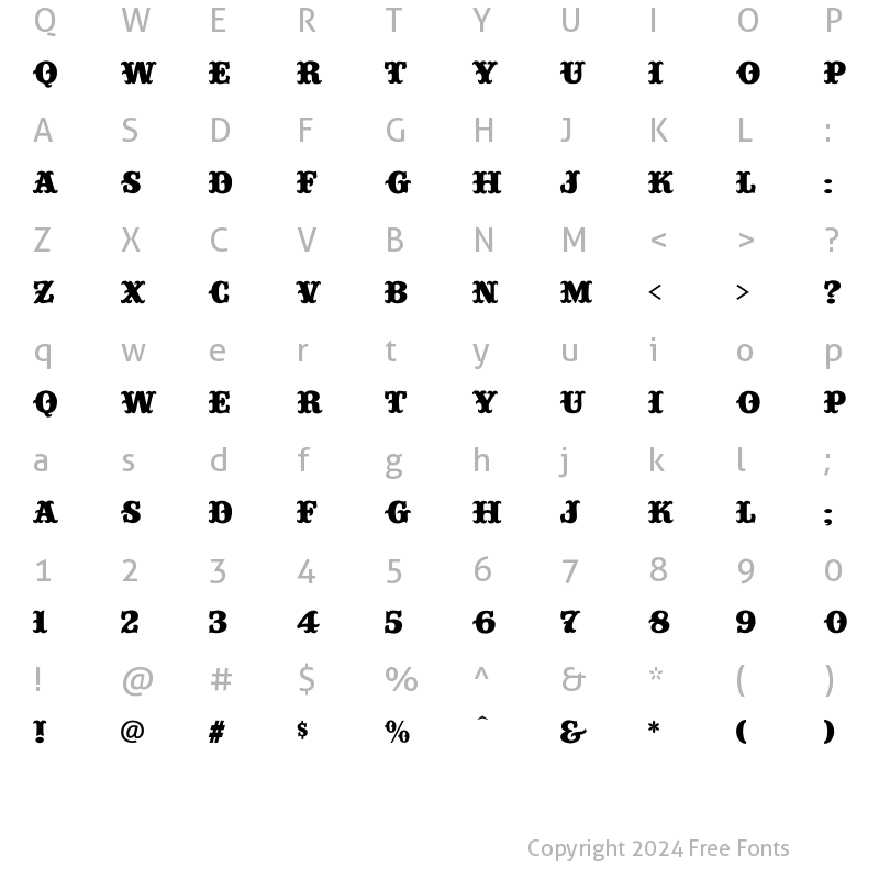 Character Map of Circustime-Regular Regular