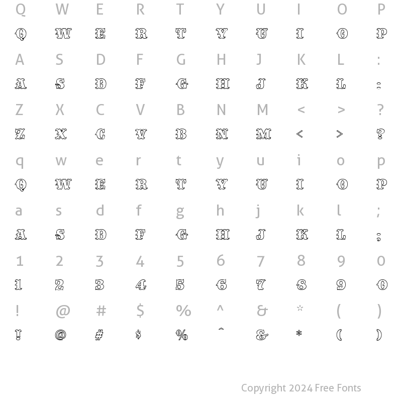 Character Map of CircustimeOutline Regular