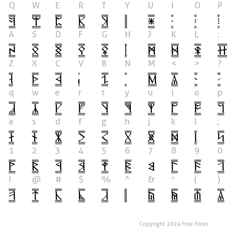 Character Map of Cirth Erebor-2 Regular