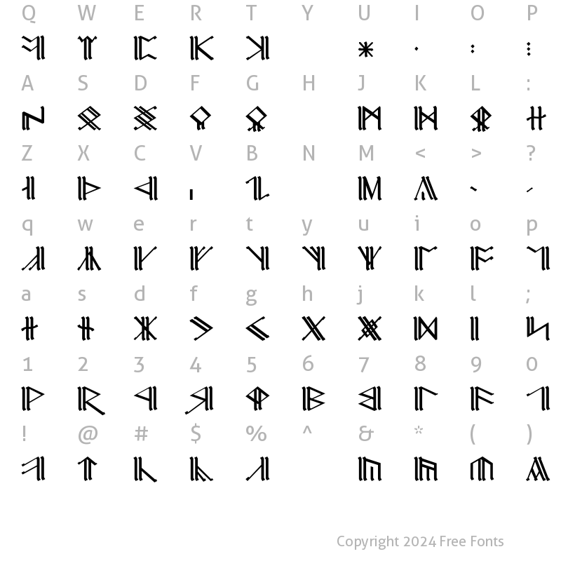 Character Map of Cirth Erebor Caps-1 Regular