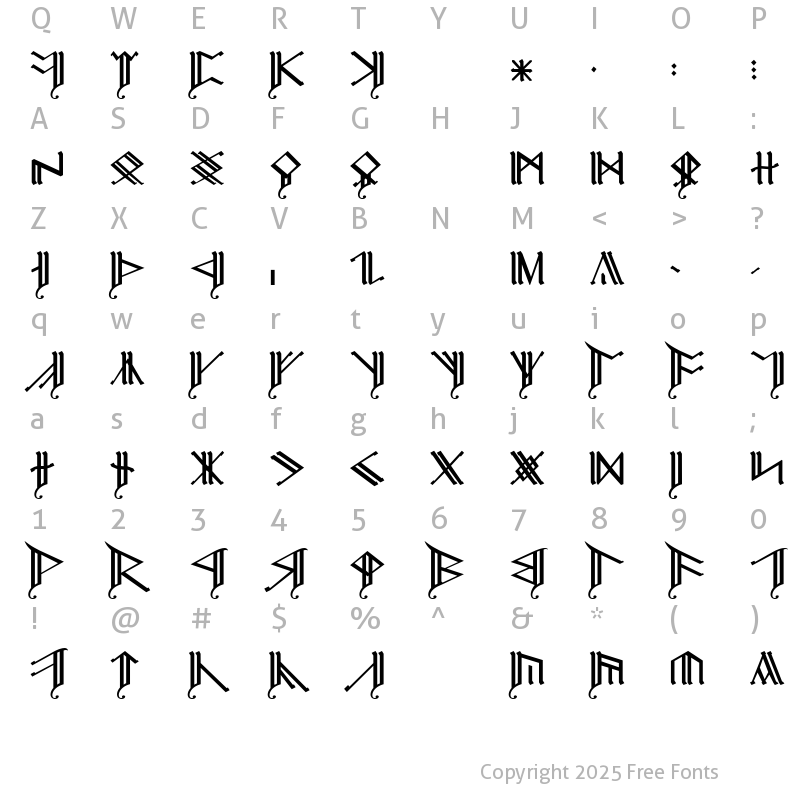 Character Map of Cirth Erebor Caps-2 Regular