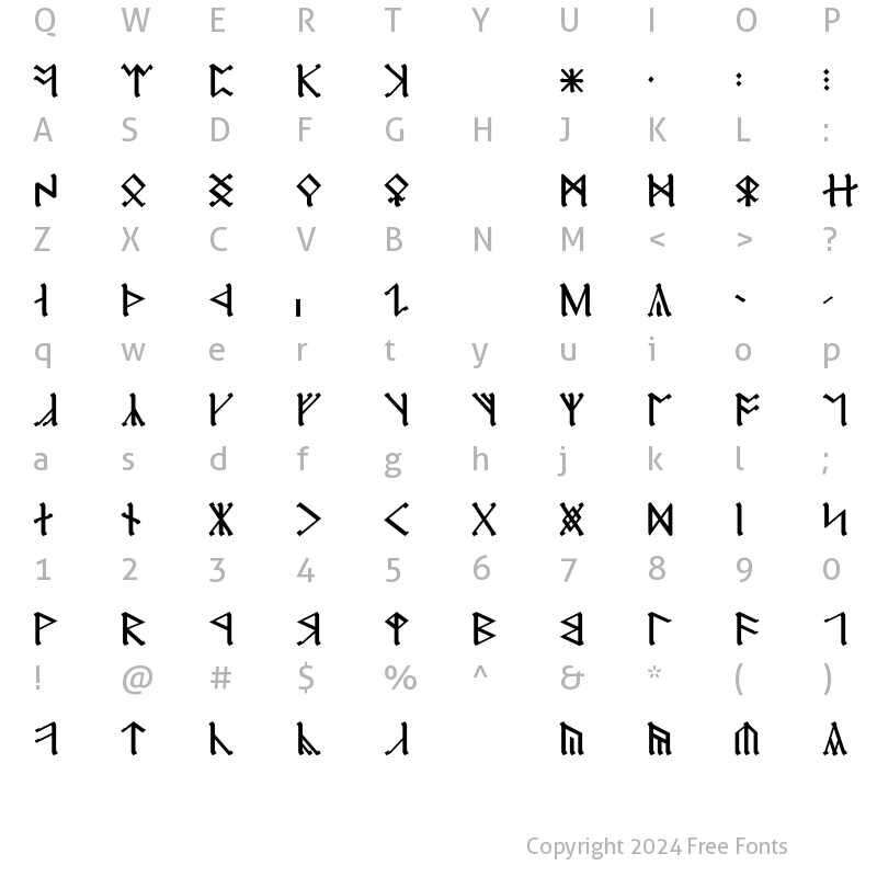 Character Map of Cirth Erebor Regular