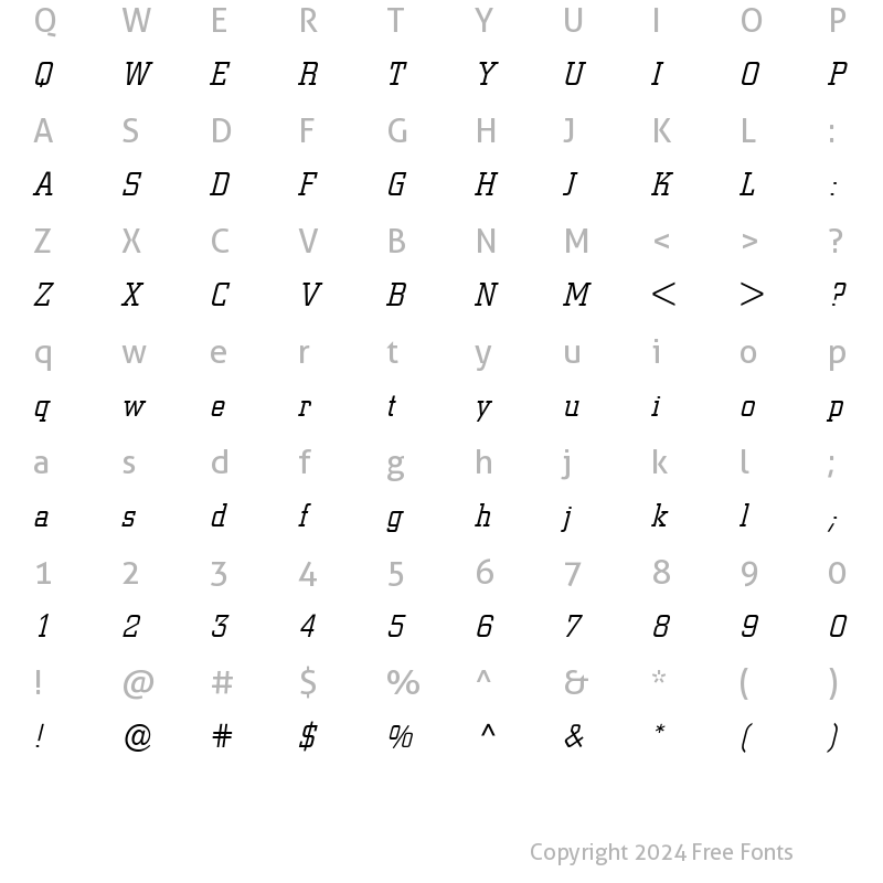 Character Map of City BQ Italic