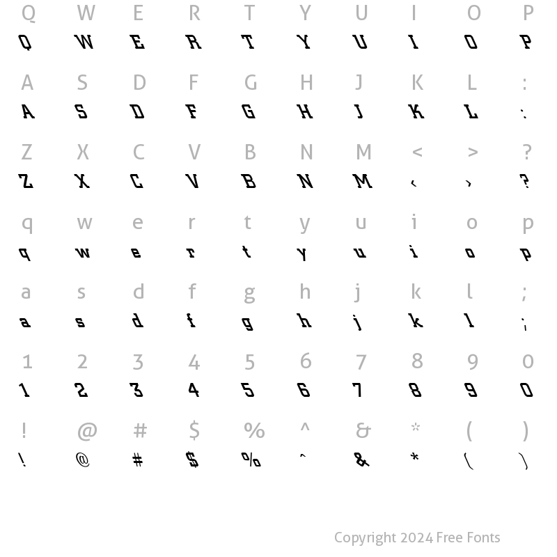 Character Map of City-Medium Extreme Lefty Regular