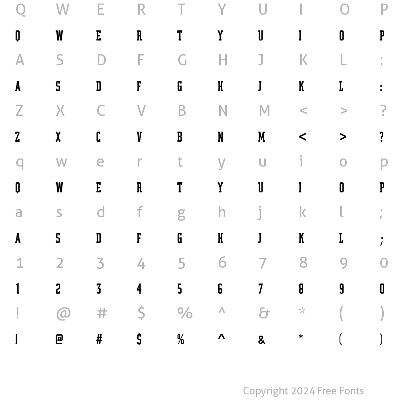 Character Map of CityComDMed Regular