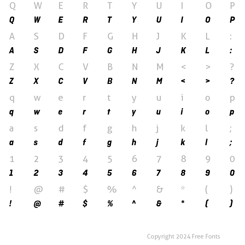 Character Map of Ciutadella Bold Italic