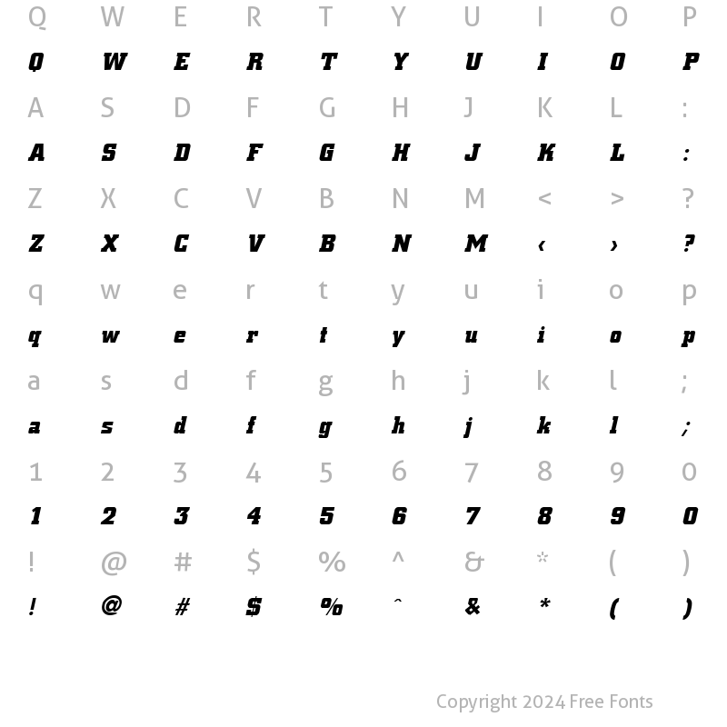 Character Map of Civic Black Italic