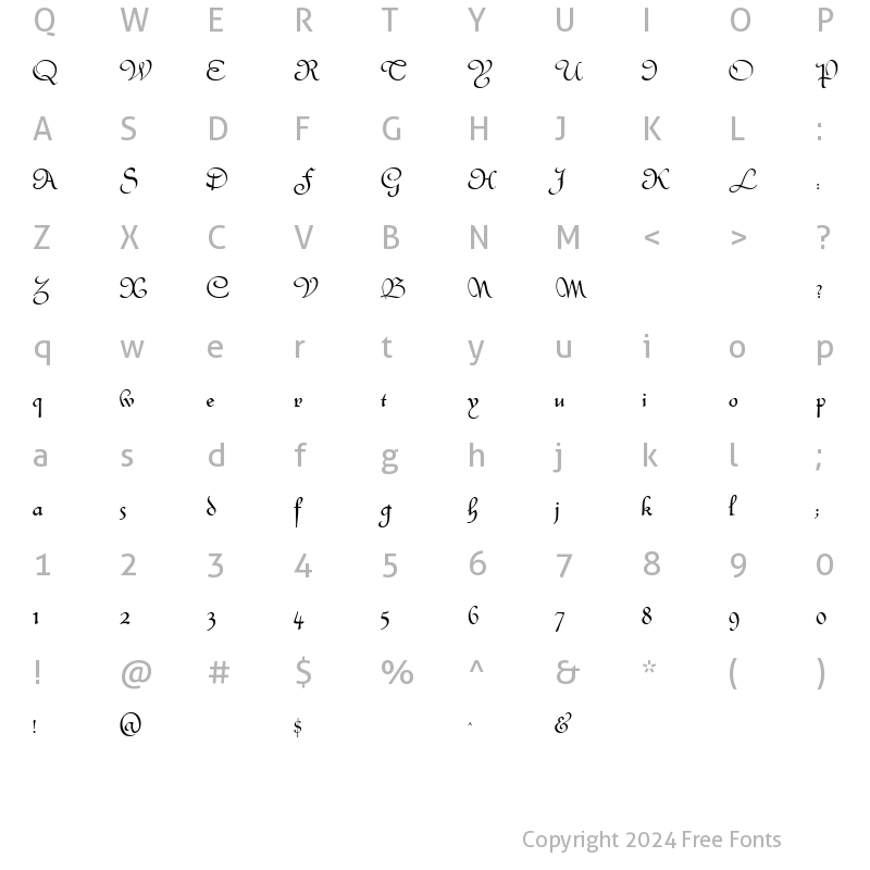 Character Map of Civiscript Regular