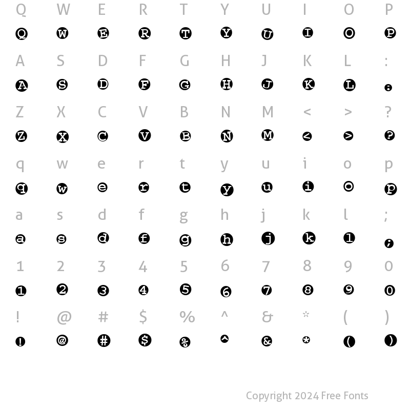 Character Map of CK 8 Ball Regular