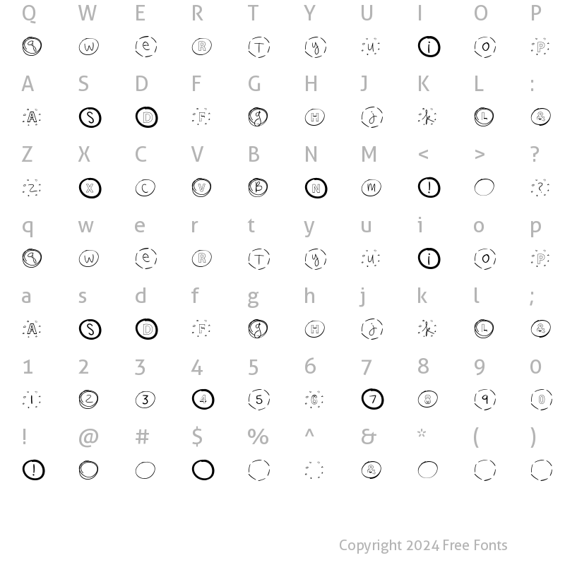 Character Map of CK Ali Circles Regular