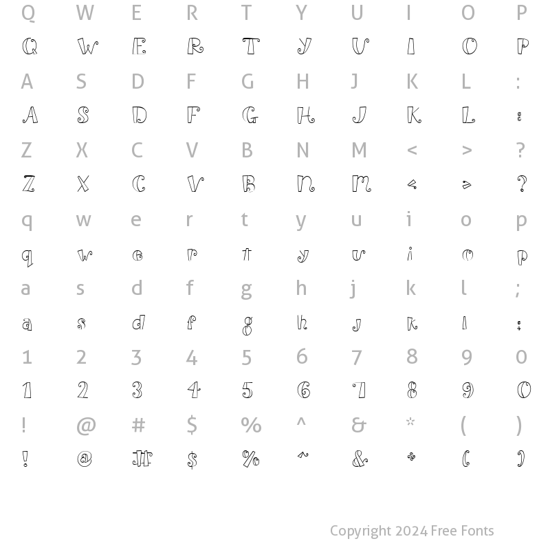 Character Map of CK Anything Goes Regular