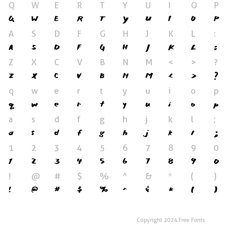 Character Map of CK Broad Pen Regular