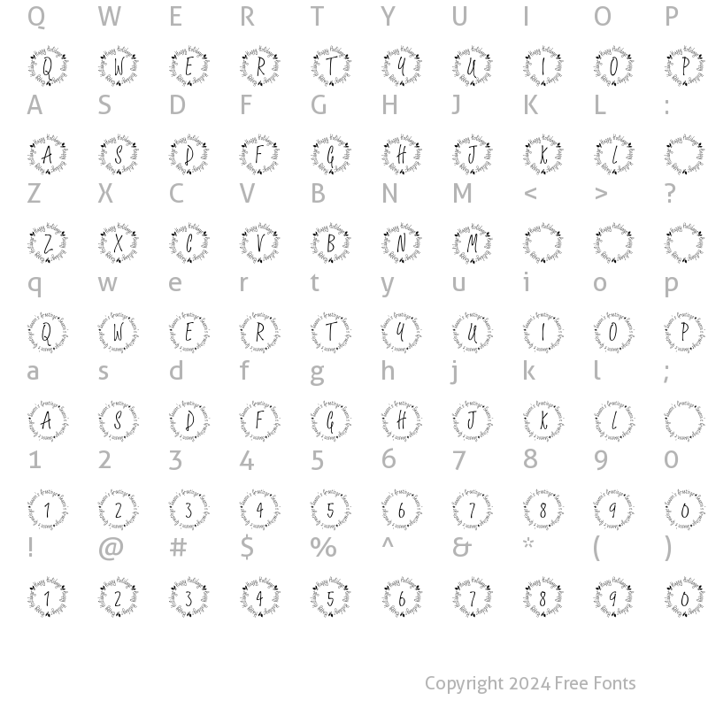 Character Map of CK Grocery List Holiday Regular