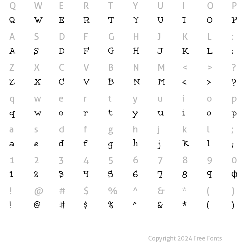 Character Map of CK Keystroke Regular