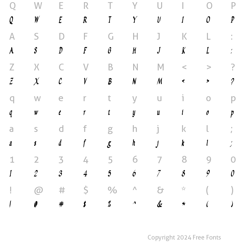 Character Map of CK Lionheart Regular