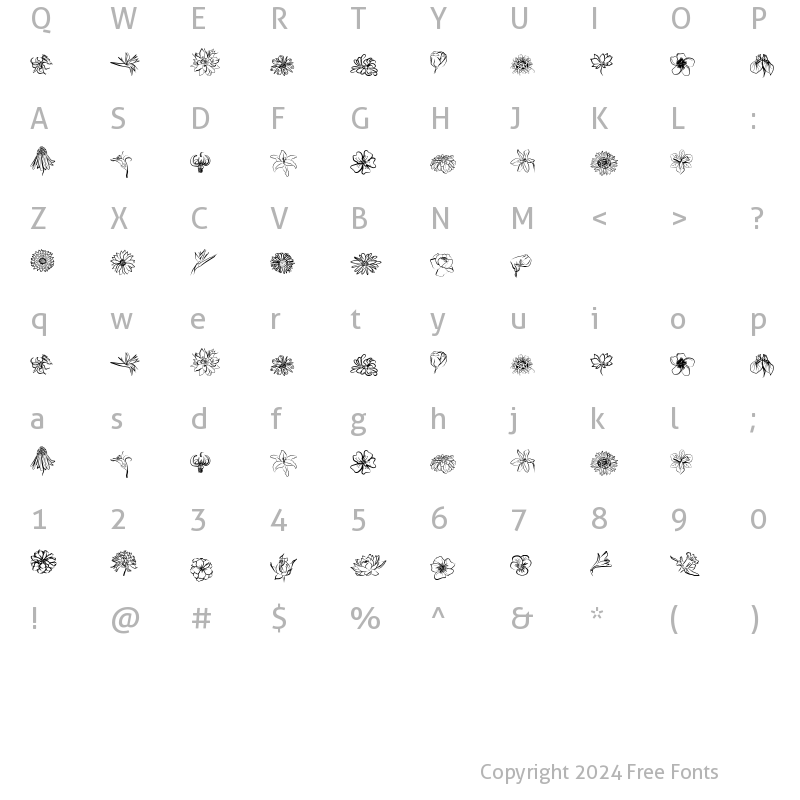 Character Map of CK Perfect Petals Regular