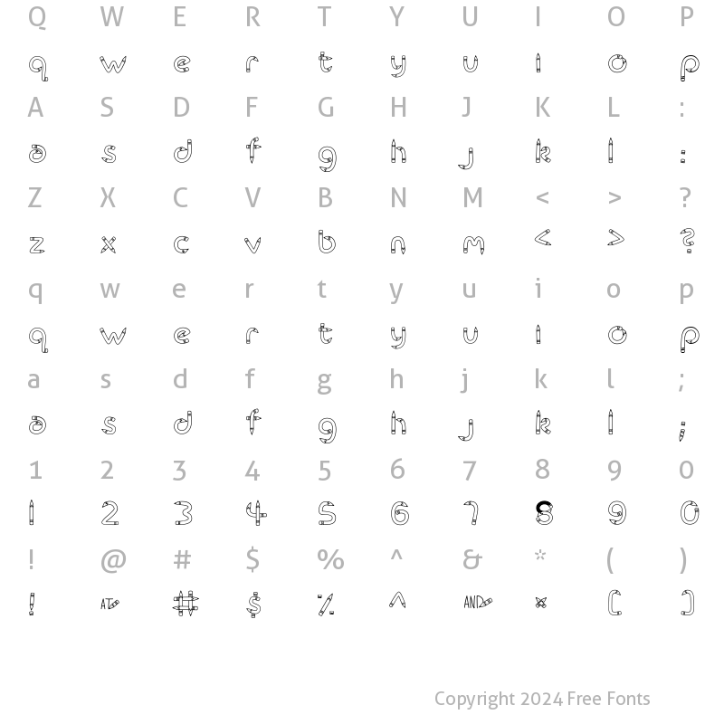 Character Map of CK Rubber Pencil Regular