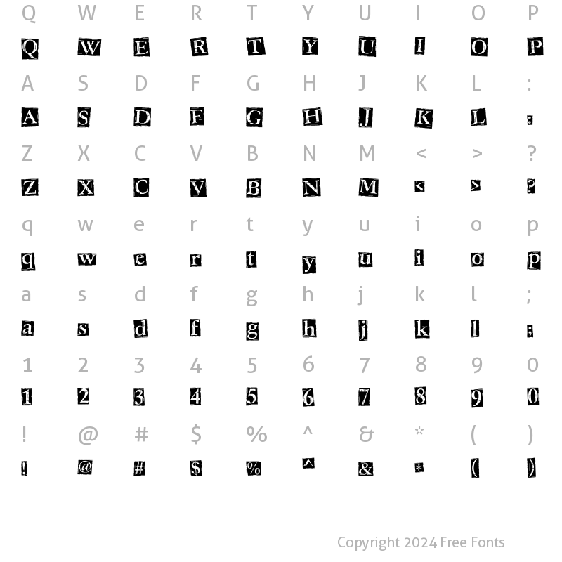 Character Map of CK Scratchy Box Regular