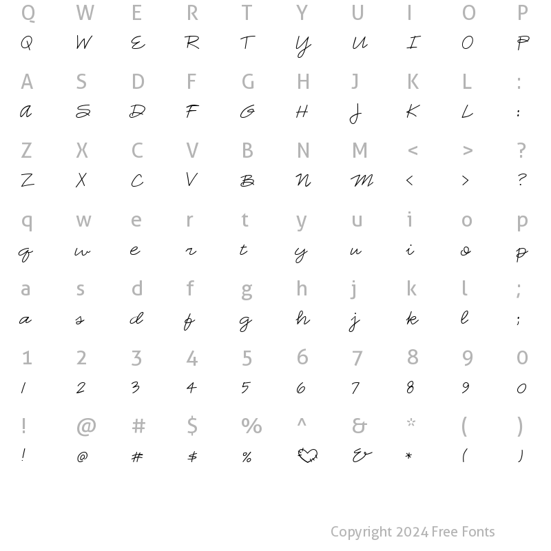 Character Map of CK Script Regular