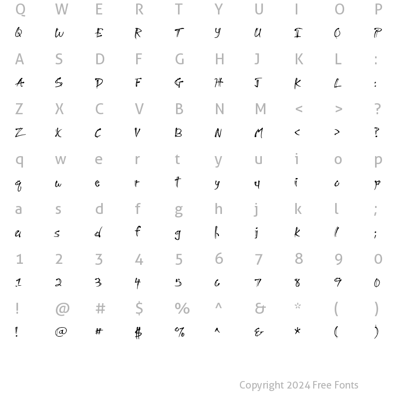 Character Map of CK Stacatto Regular