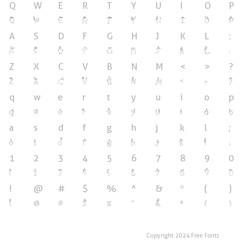 Character Map of CK Stick Boys Regular