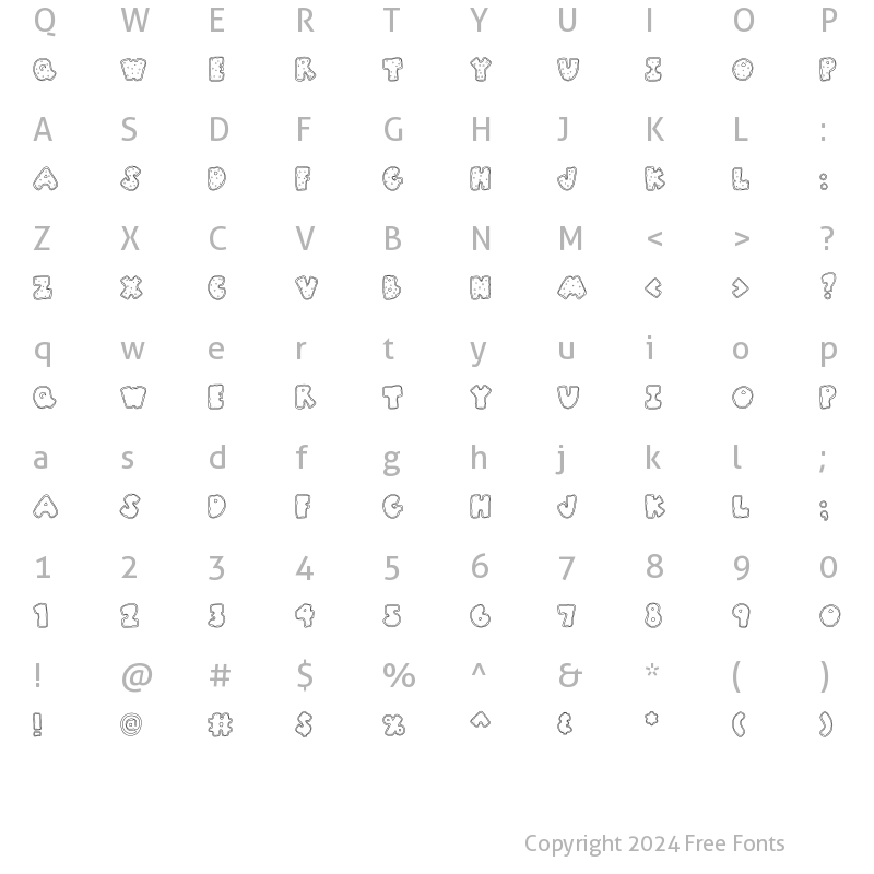 Character Map of CK Sugar Cookie Regular