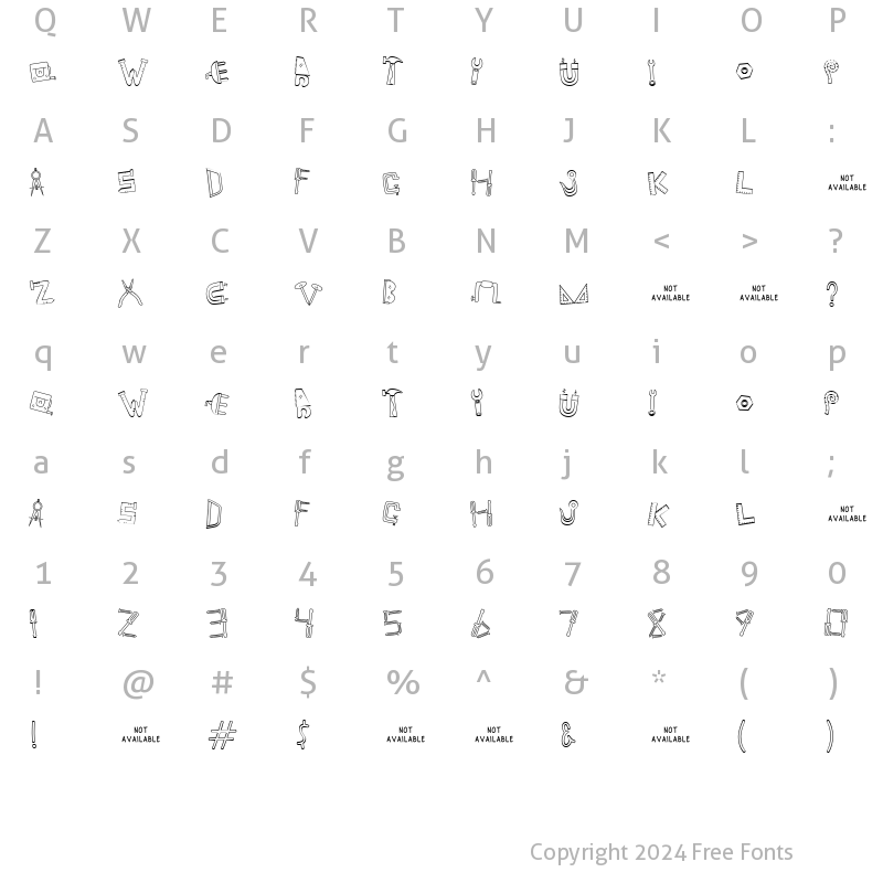 Character Map of CK Tools Regular