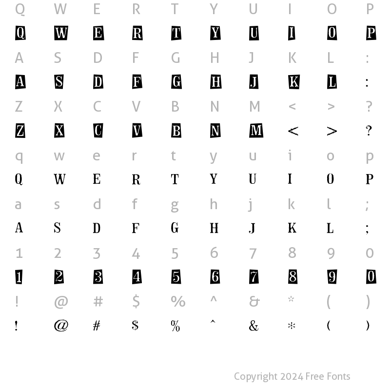 Character Map of CK Wanted Regular