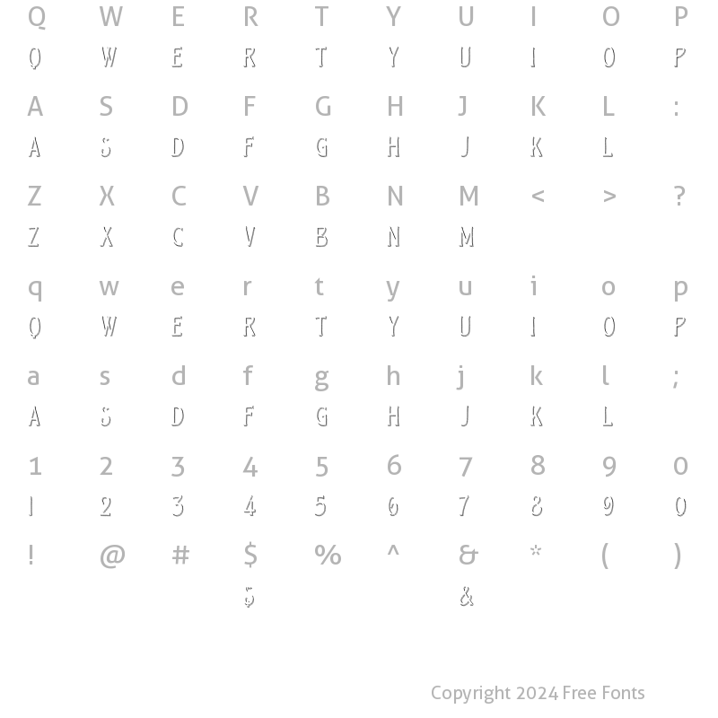 Character Map of CL Note Shades Regular