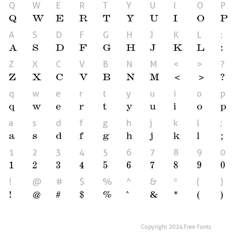 Character Map of Claire News CG Light Regular