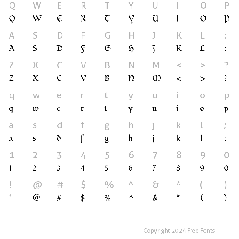 Character Map of Clairvaux LT Std Roman