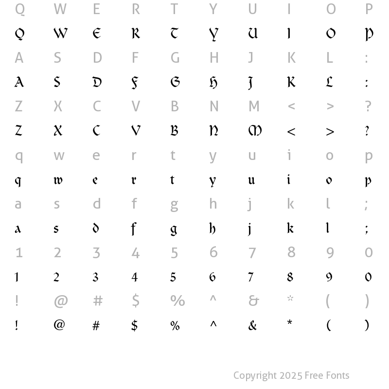 Character Map of Clairvaux Regular